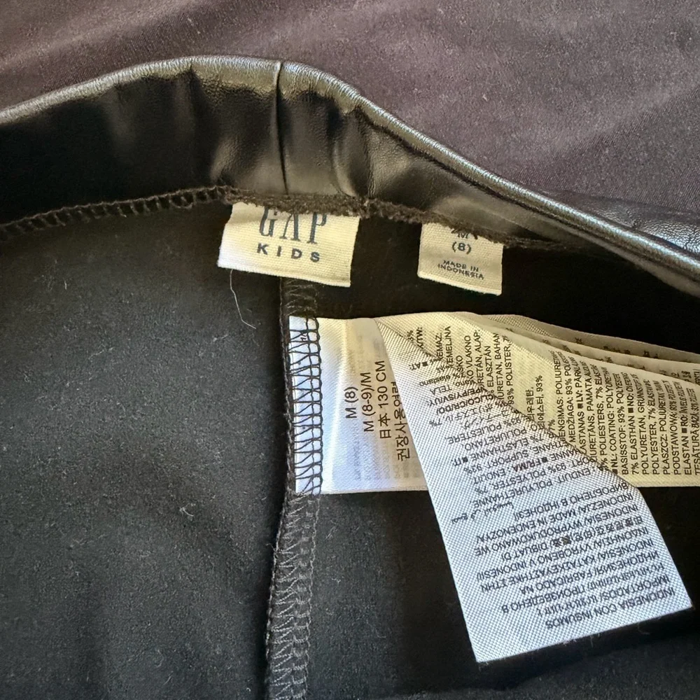 GAP Kids black faux leather Leggings